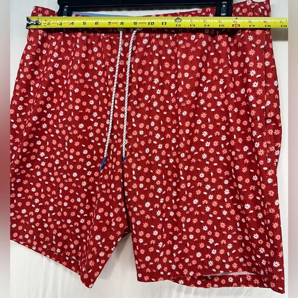 Bonobos Riviera Swim Shorts‎ 8” Inseam Red Lined Drawstring Mens Size XL